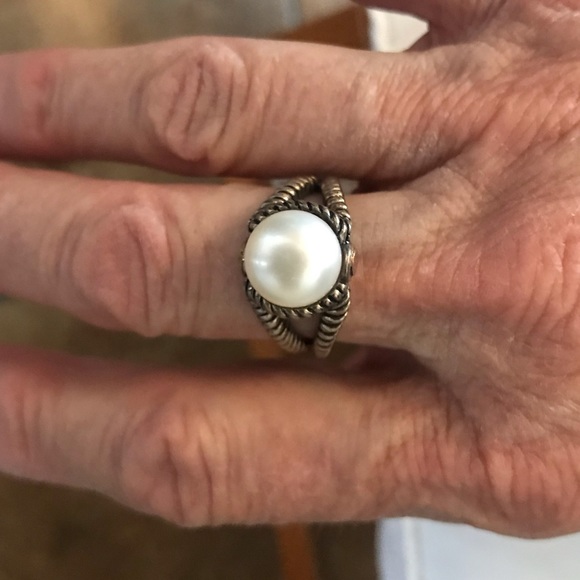 NWT ❤️ Effy Pearl Sterling Silver Gold Ring 7 - Picture 4 of 4